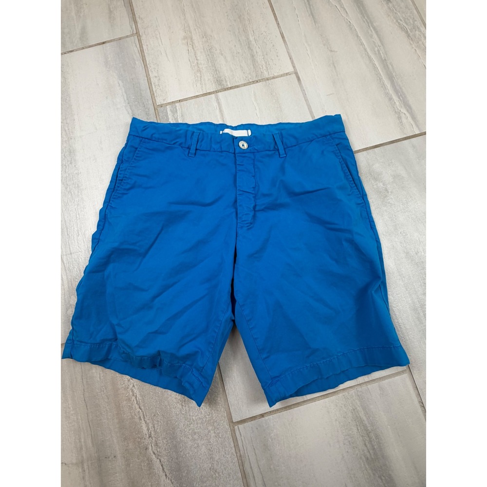 Robert Graham Mens Classic Fit Chino Shorts Blue Cotton Blend Size 32 Stretch